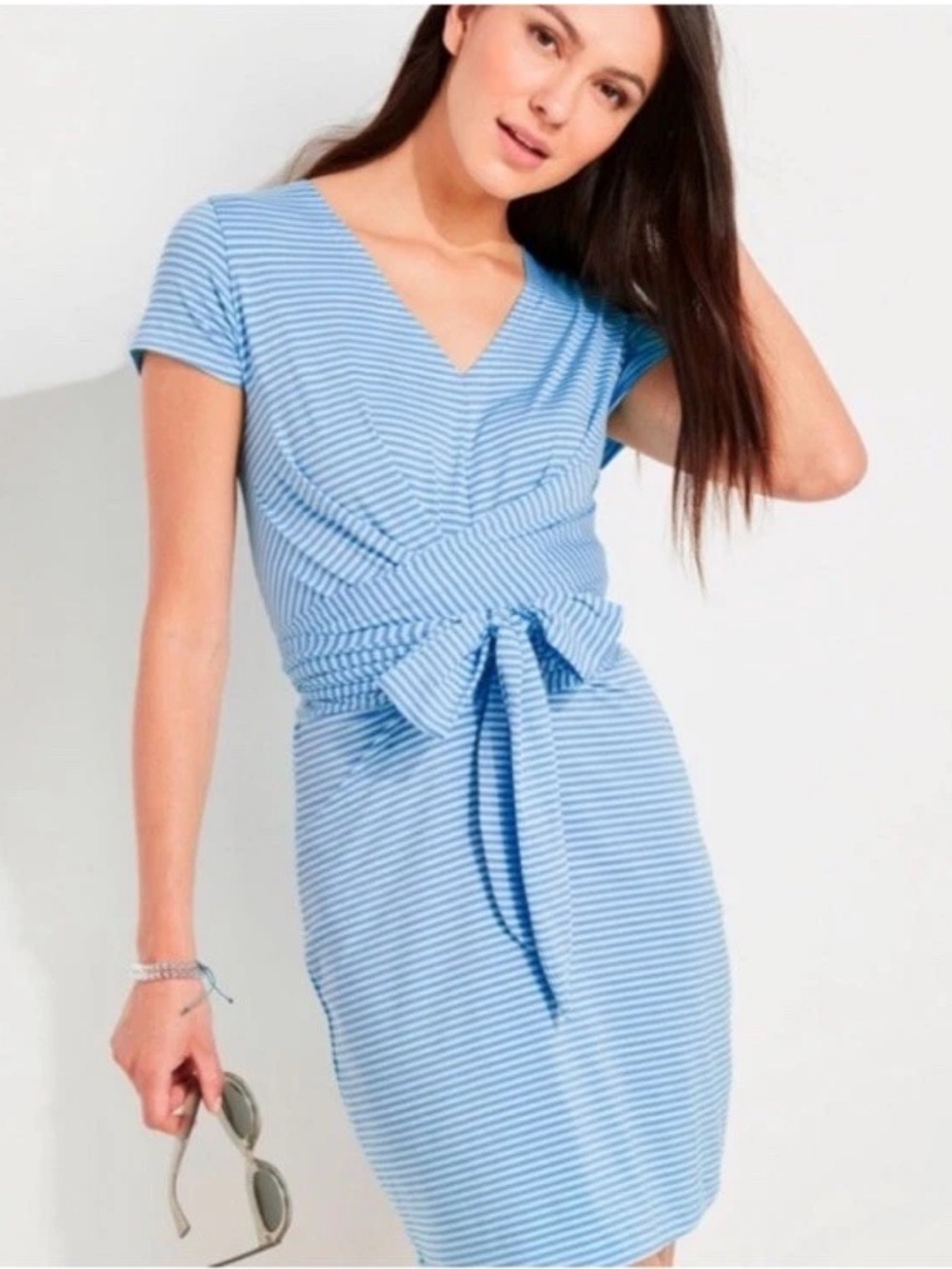 Vineyard Vines Light Blue and White Striped Tie-Waist Dress